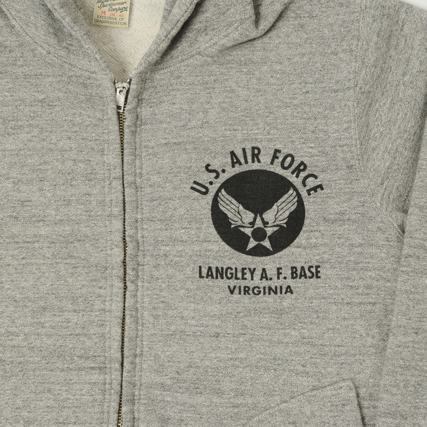 Buzz Rickson's U.S.A.F Full Zip Sweat Parka - Heather Grey Slim Silhouette