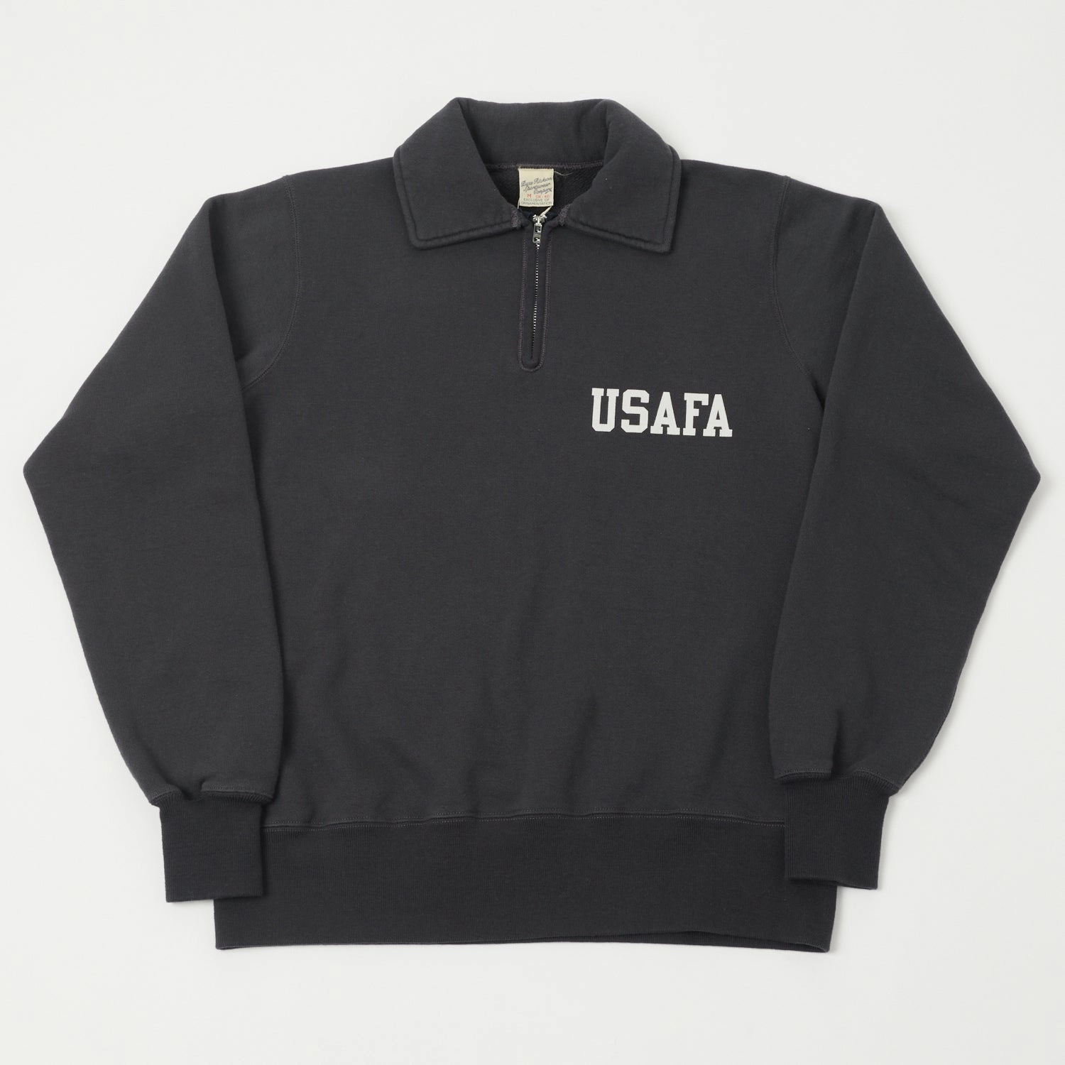 Buzz Rickson's U.S. Air Force Academy Half Zip Sweatshirt - Black product label information teenagers