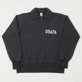 Buzz Rickson's U.S. Air Force Academy Half Zip Sweatshirt - Black product label information teenagers