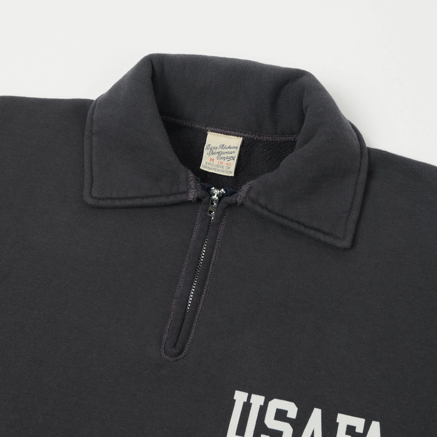 product graduation elegance Buzz Rickson's U.S. Air Force Academy Half Zip Sweatshirt - Black