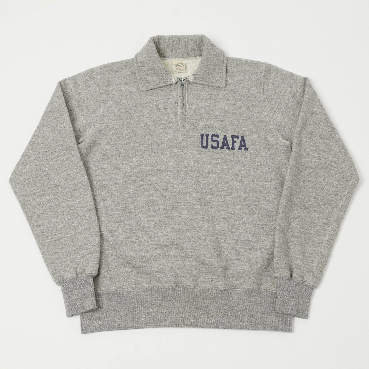 Vibrant Print Buzz Rickson's U.S. Air Force Academy Half Zip Sweatshirt - Heather Grey