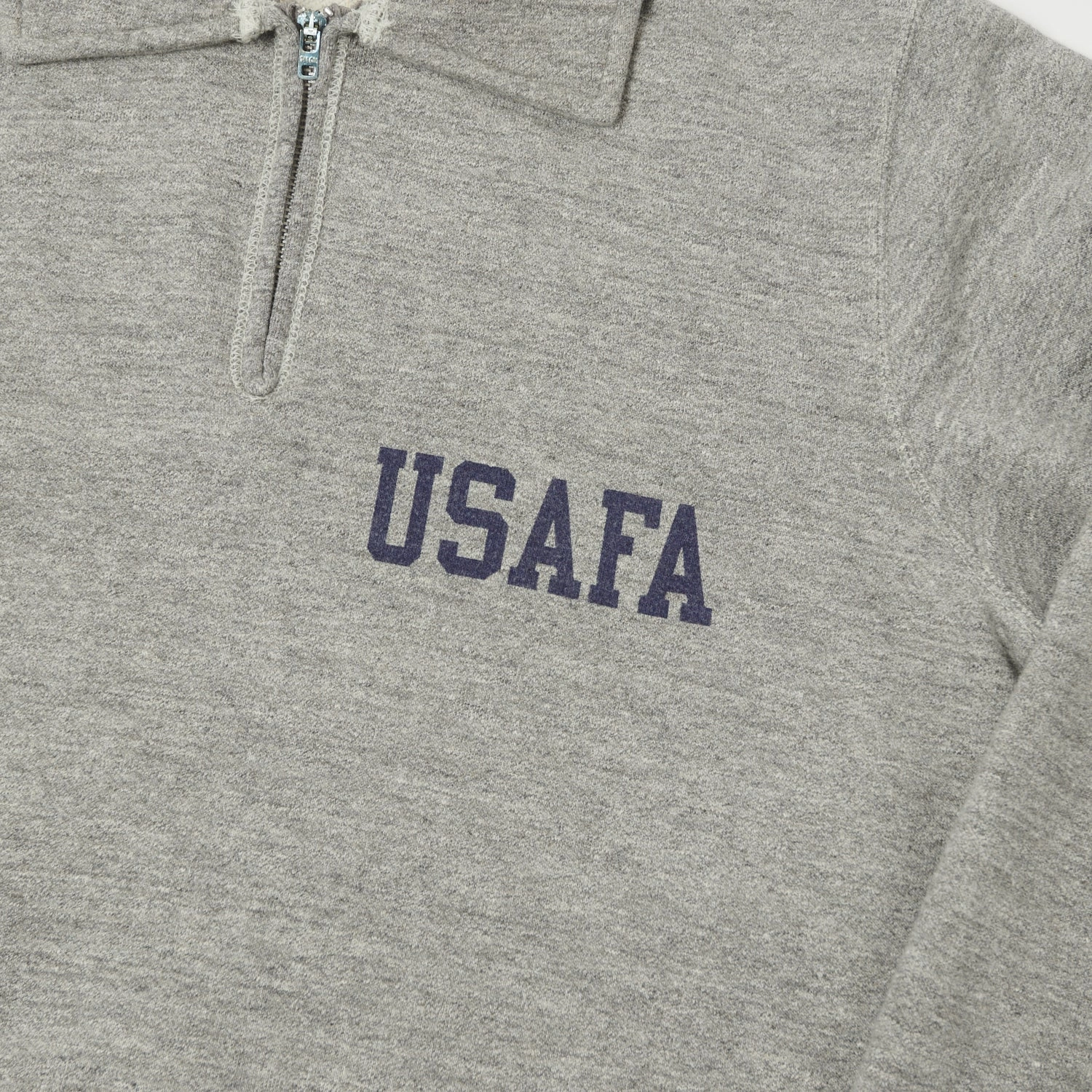 Buzz Rickson's U.S. Air Force Academy Half Zip Sweatshirt - Heather Grey Modern Relaxed Street Layer