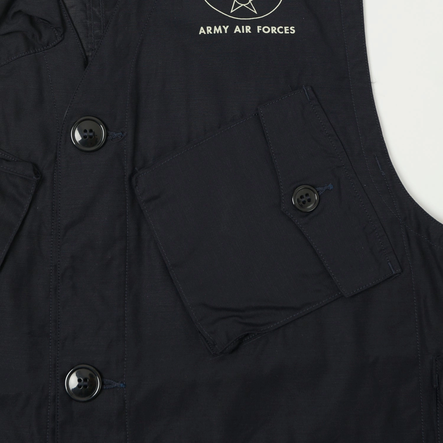 Buzz Rickson's U.S. Army C-1 Civilian Vest - Navy Minimalist Trimmings High strength