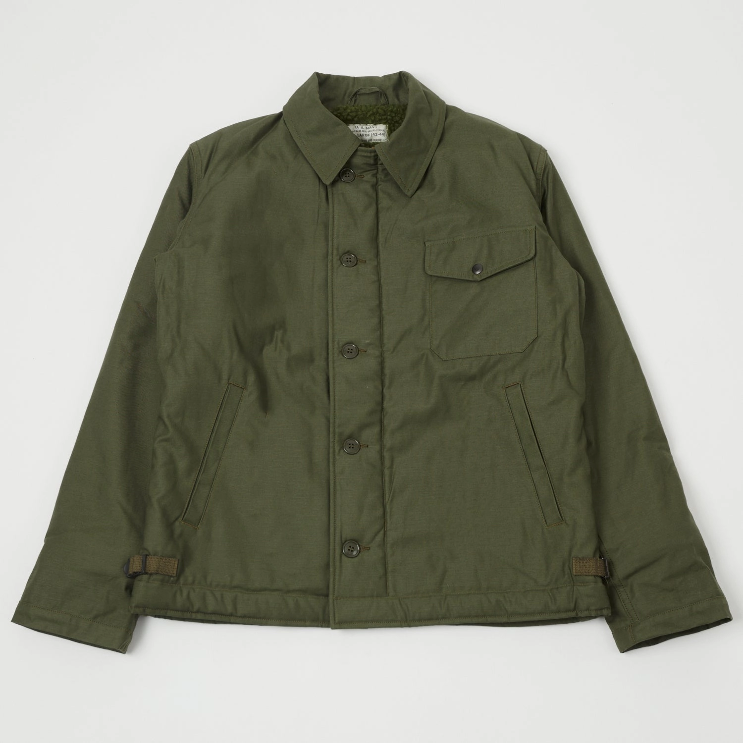 Buzz Rickson's U.S. Navy A-2 Cold Weather Deck Jacket - Olive Grid Fleece Lining