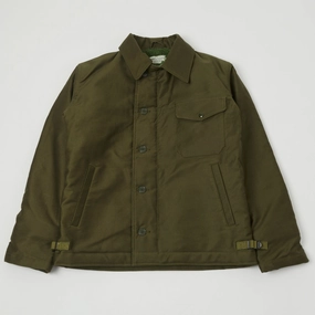 beach scene QuickDry Moisture Wicking Buzz Rickson's U.S. Navy A-2 Jungle Cloth Deck Jacket - Olive