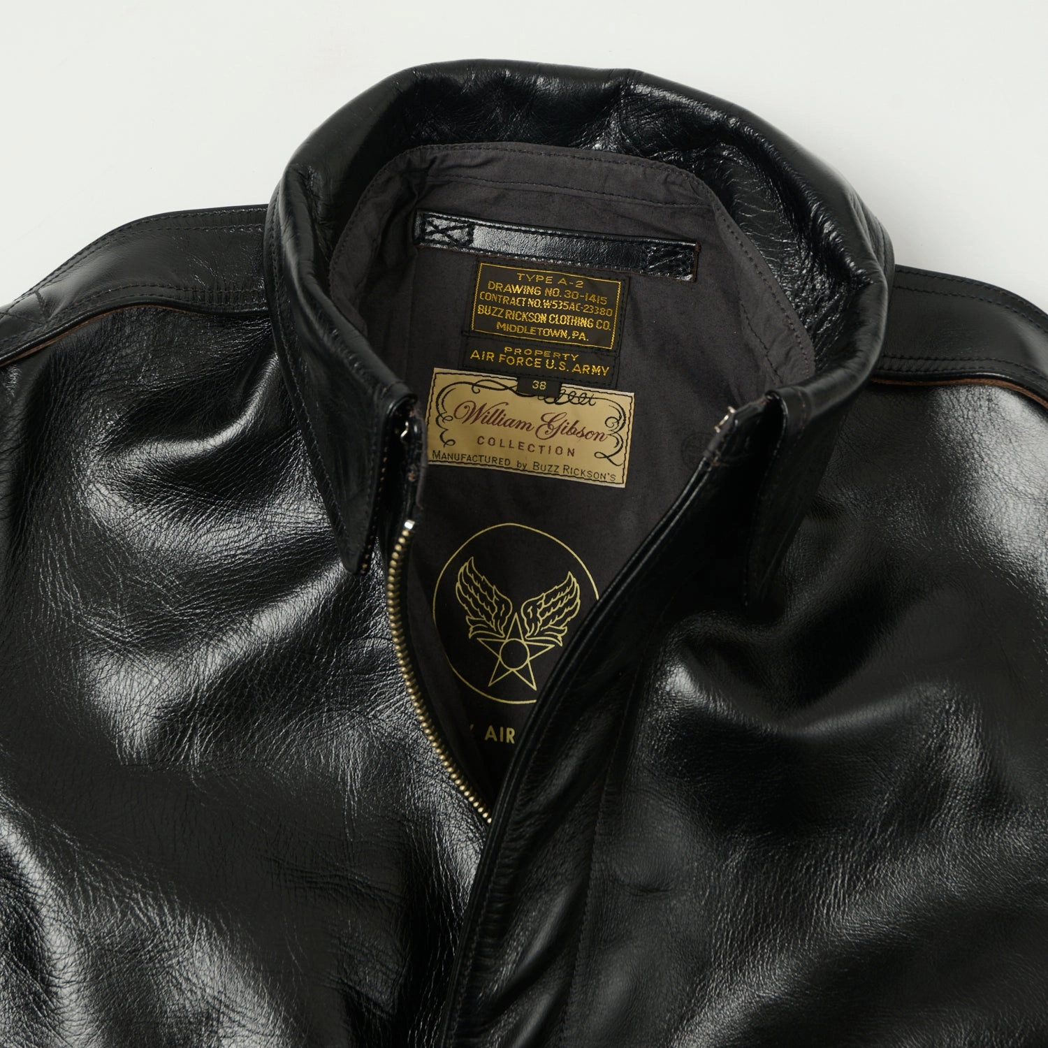 Buzz Rickson's x William Gibson A-2 Rough Wear Leather Flight Jacket - Black Bond