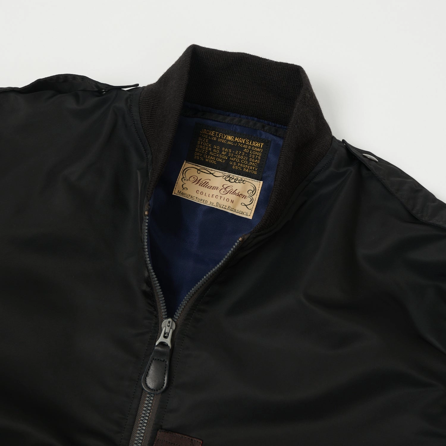 Buzz Rickson's x William Gibson L-2B Flight Jacket 'Long' - Black Dual Layer Ventilation