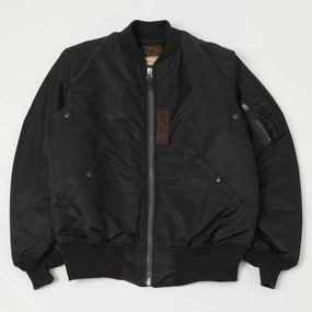 Buzz Rickson's x William Gibson MA-1 Flight Jacket 'Slender Long' - Black Rain Guard Ergonomic Sleeves