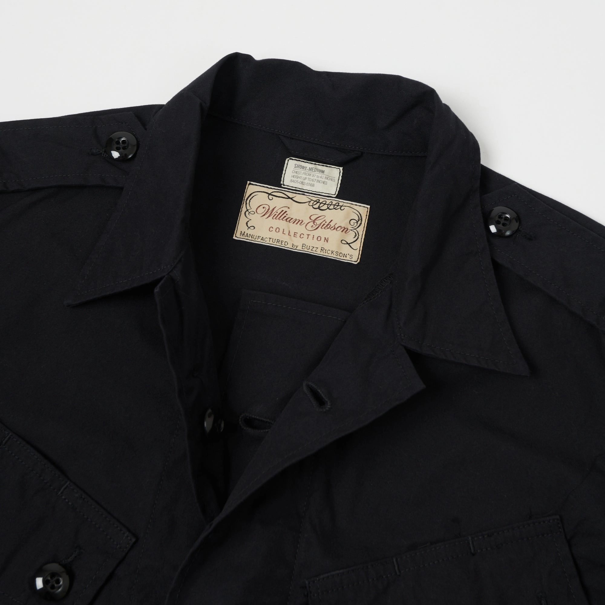 City Vibes Zippered Pocket Design Buzz Rickson's x William Gibson U.S. Army Tropical Combat Jacket - Black