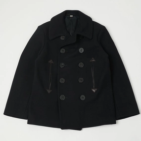 Buzz Rickson x William Gibson U.S. Navy Pea Coat - Black half-zip