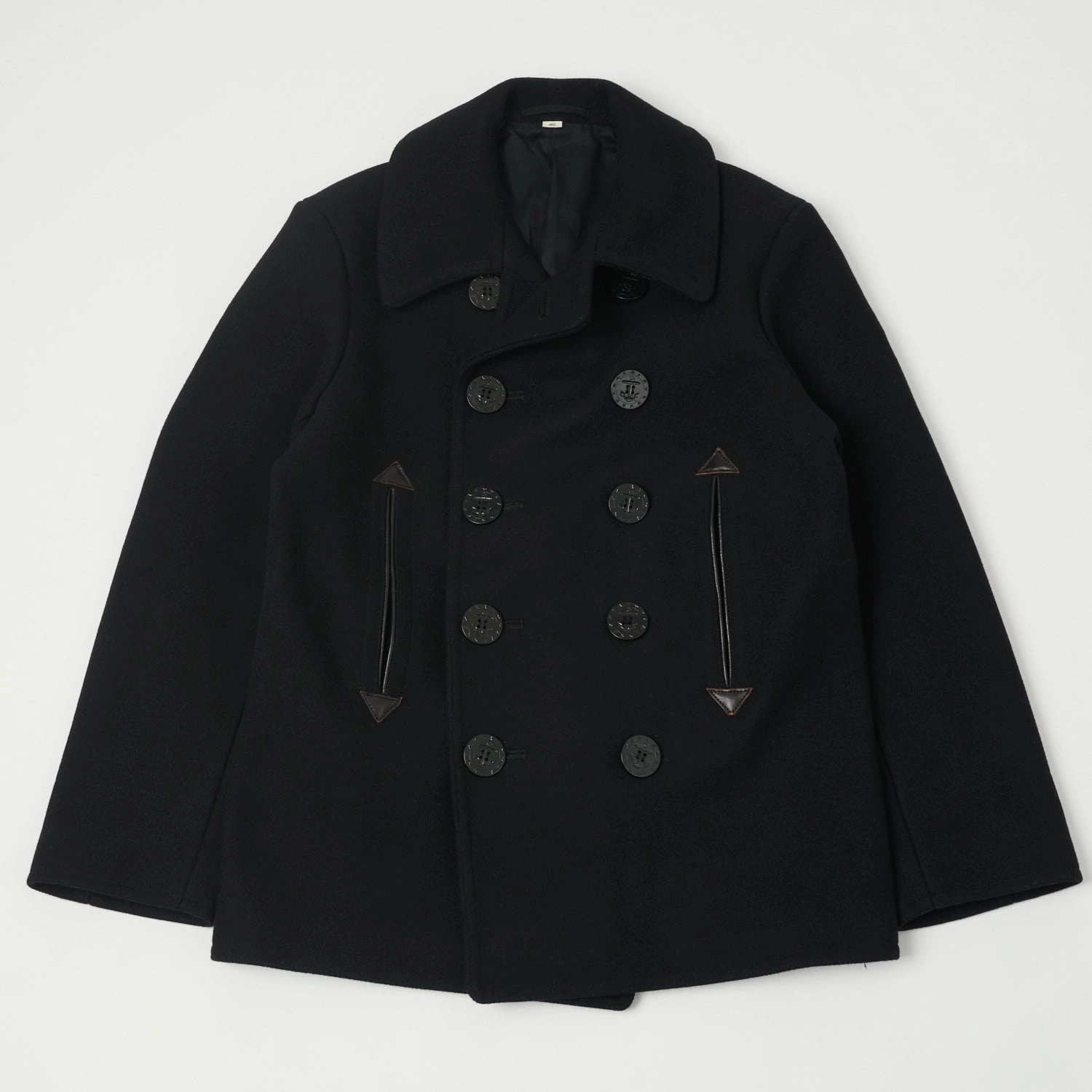 Buzz Rickson x William Gibson U.S. Navy Pea Coat - Black half-zip