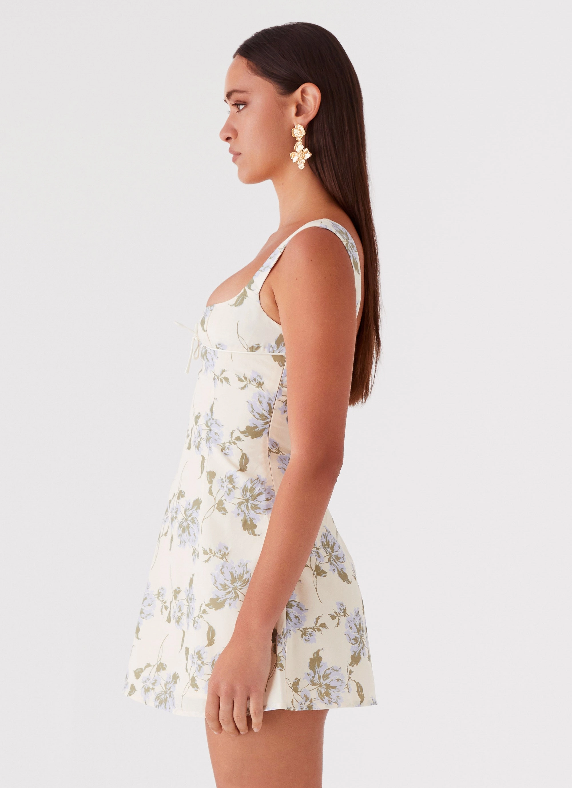 Cadence Mini Dress - Yellow Purple Floral Layered Comfort Wear