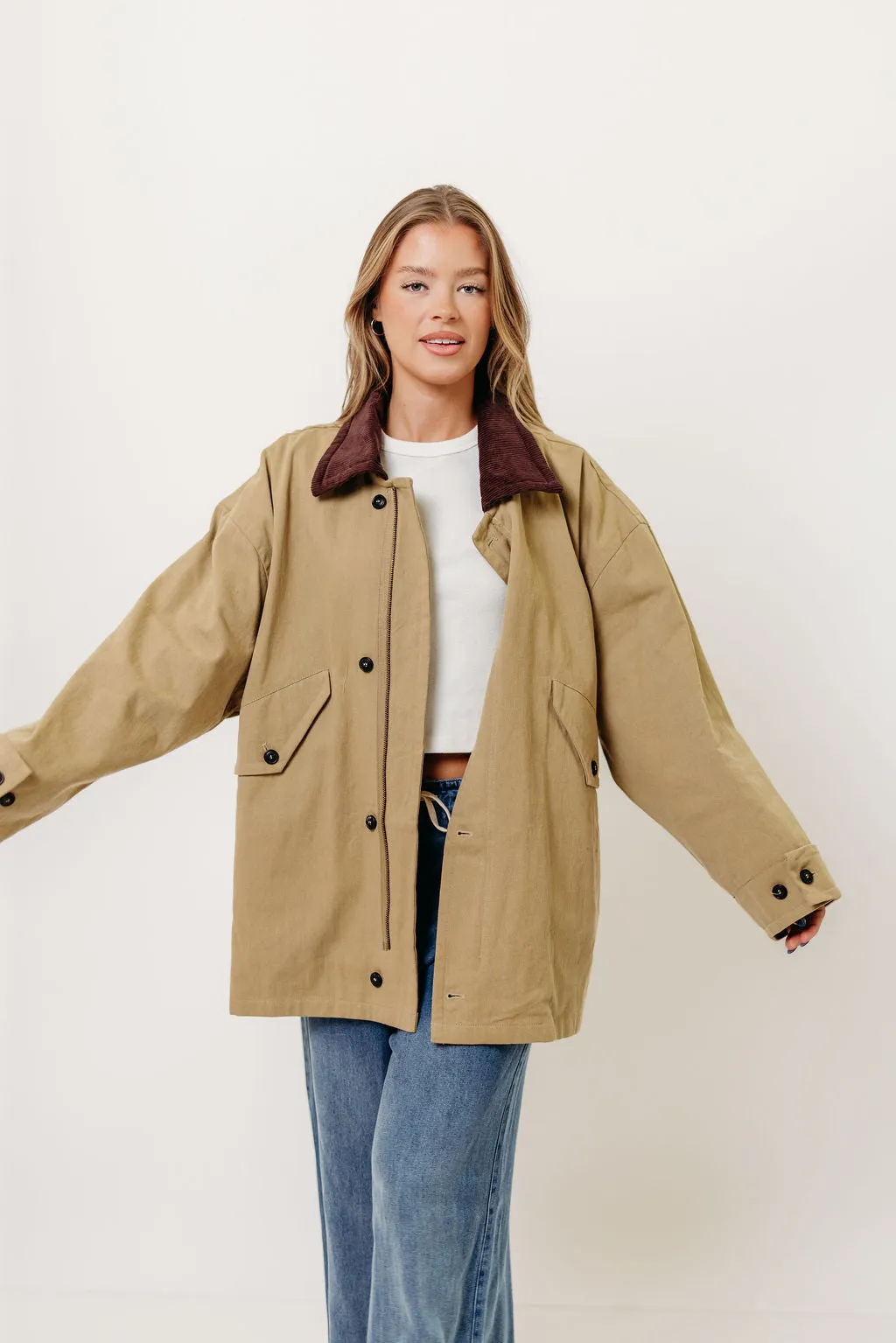 Subtle Elegance Cambridge Utility Jacket in Khaki