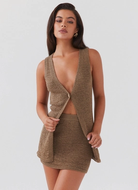 Capri Glow Knit Skirt - Khaki Chill Moment