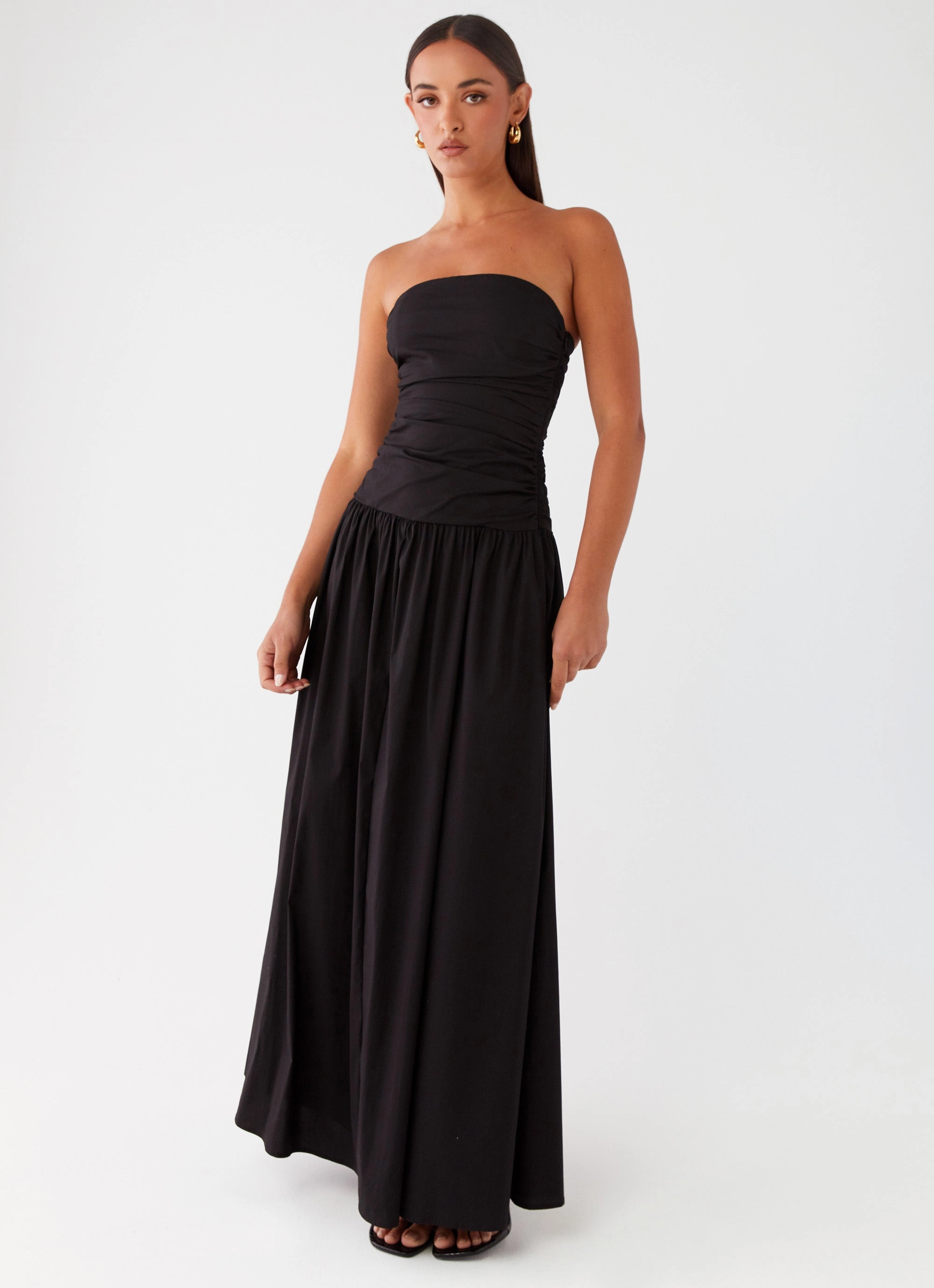 Carmel Maxi Dress - Black Sculpted Fit Matte-Lining