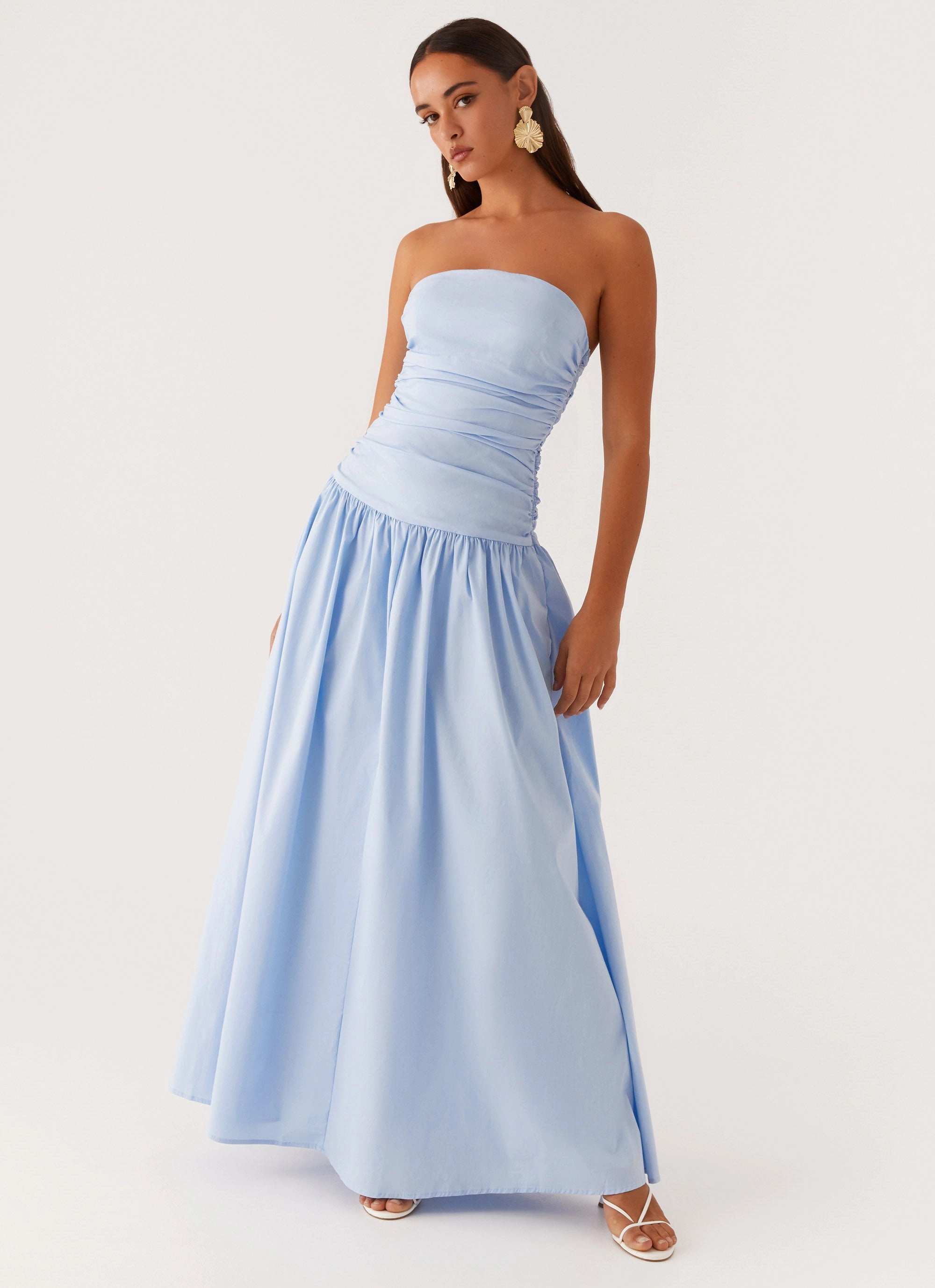 Elegant Vibe Carmel Maxi Dress - Blue