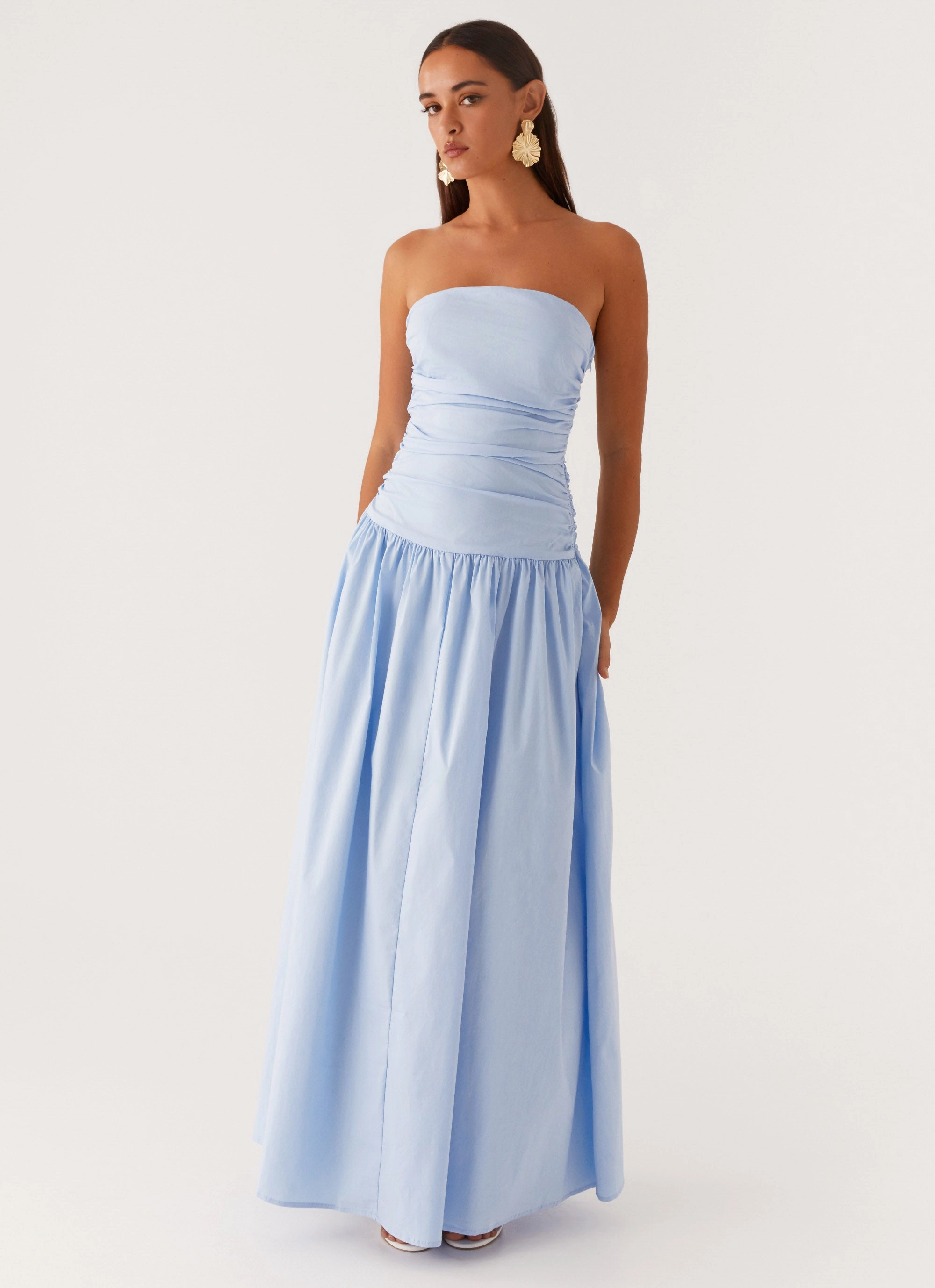Fine Texture Carmel Maxi Dress - Blue