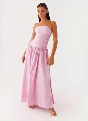 Elastic Fit Carmel Maxi Dress - Pink