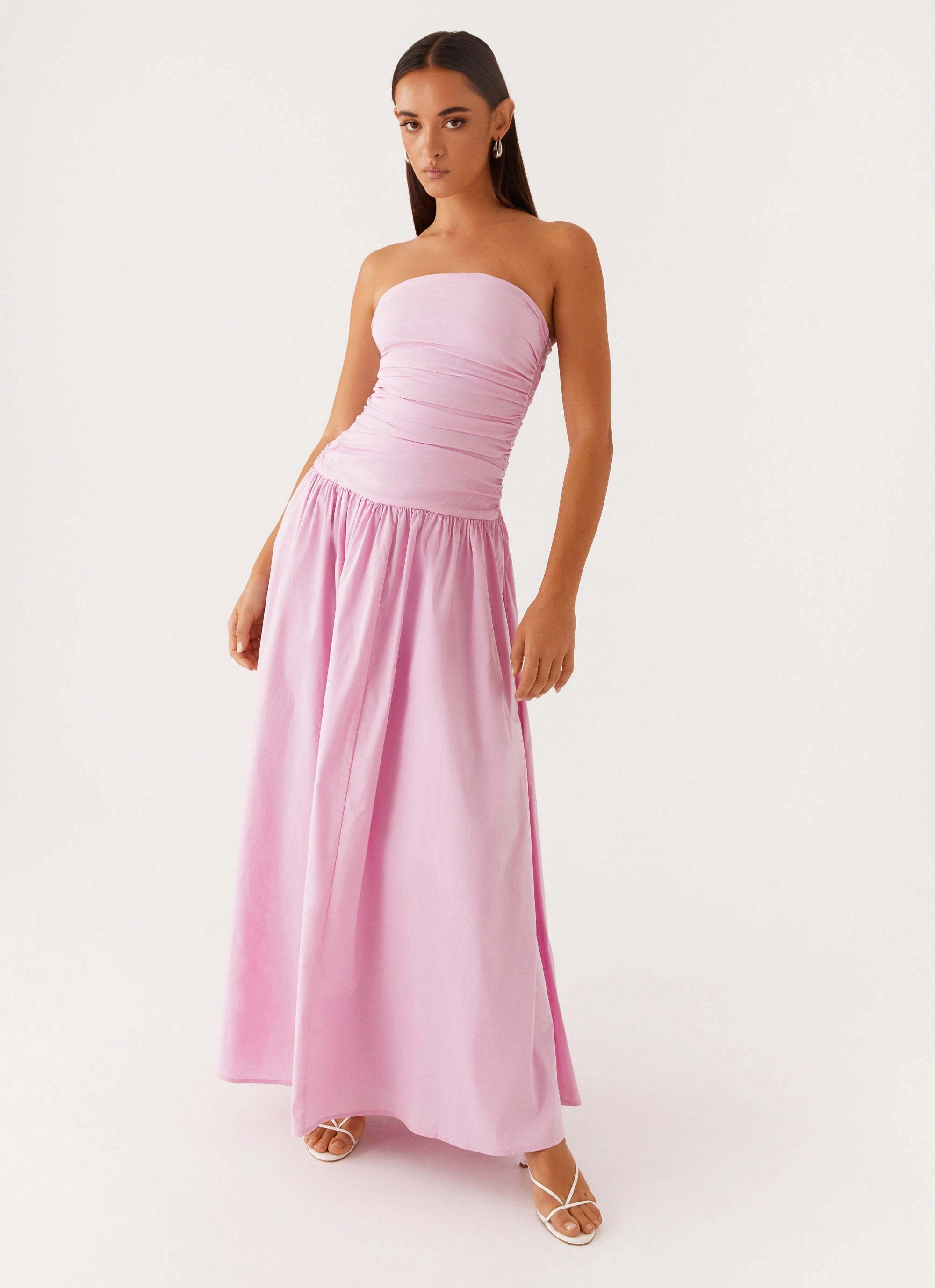 Elastic Fit Carmel Maxi Dress - Pink