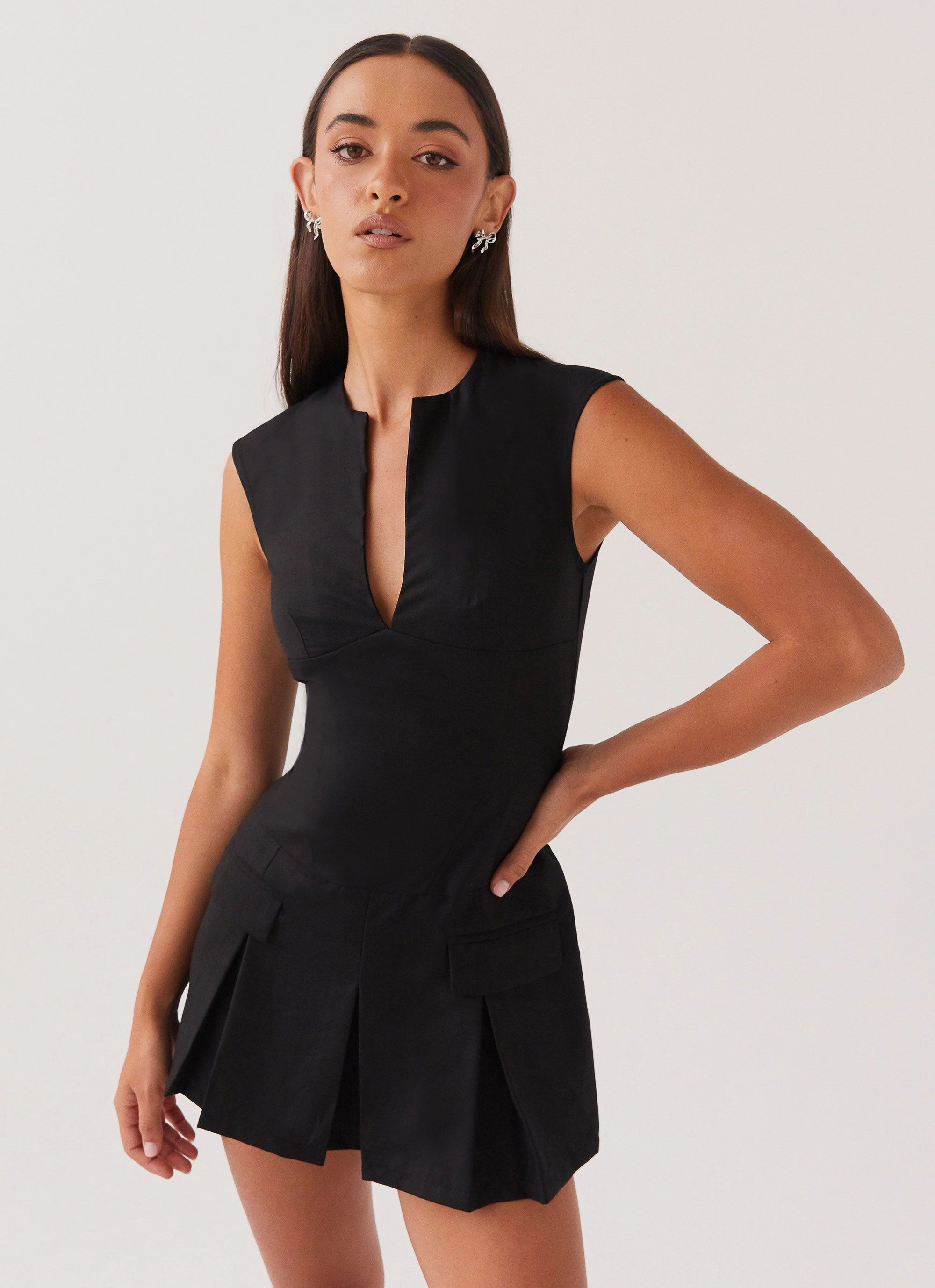 Cassia Mini Dress - Black Sharp Look Polished Layer
