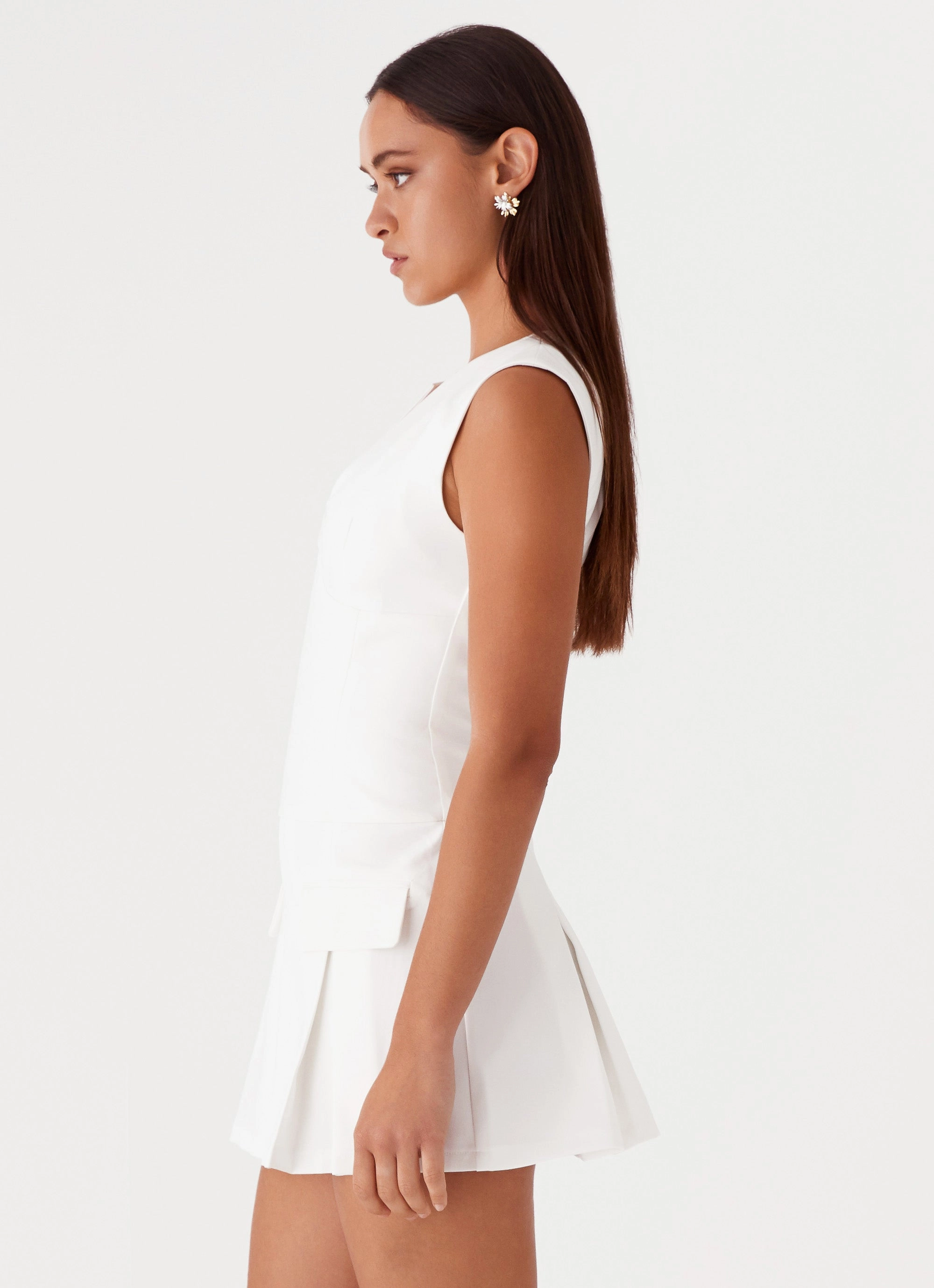 Cassia Mini Dress - White Effortless Piece Professional Look