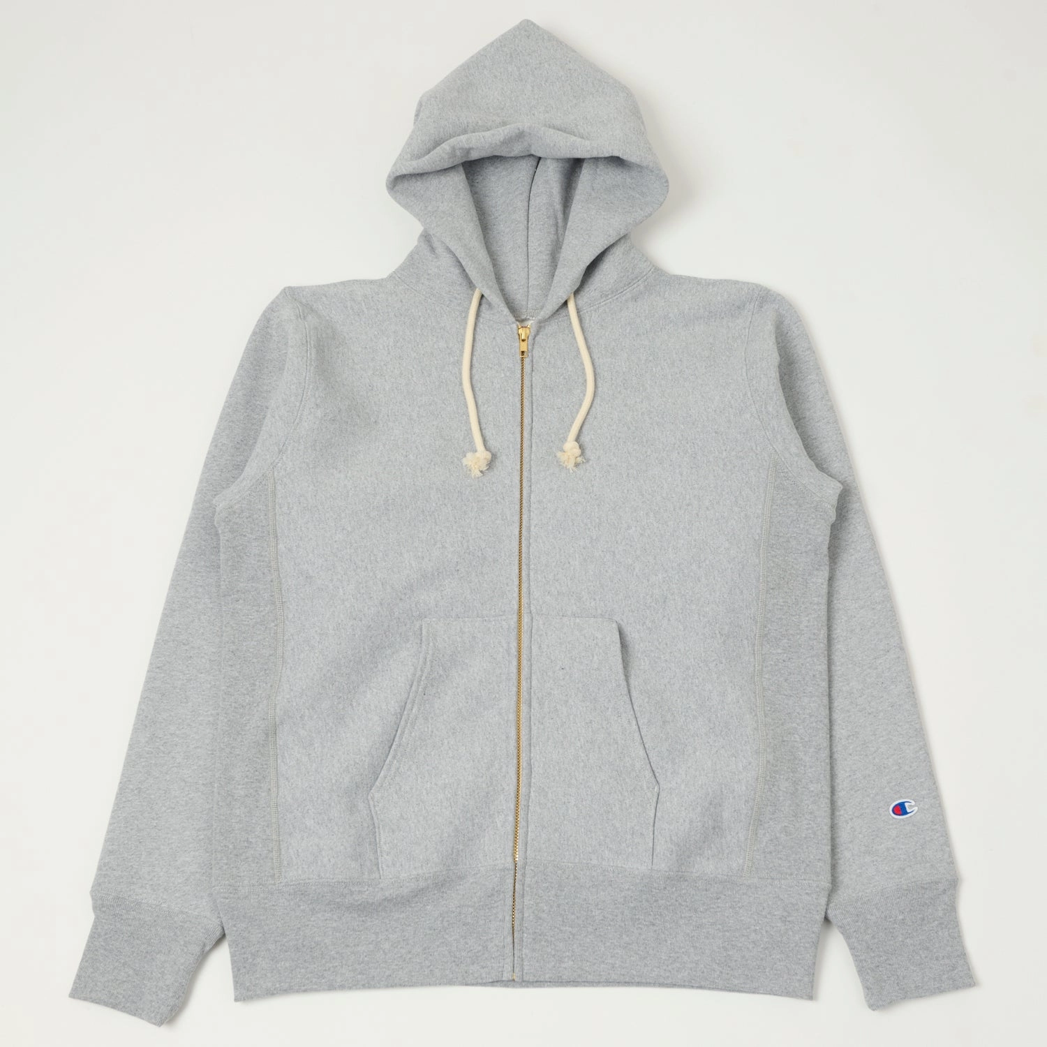 Branded Look product weekend wear comfort Champion Made in USA Reverse Weave Zipped Hoodie - Oxford Grey