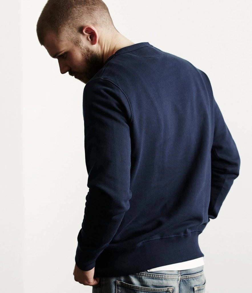 Street Minimal Herringbone Merz b. Schwanen 3S48 Heavyweight Sweatshirt - Ink Blue