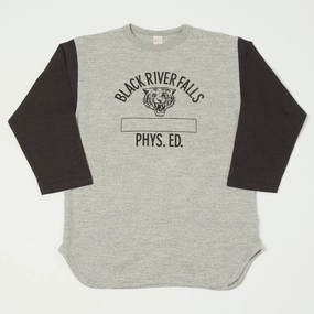 Warehouse & Co 'Black River Tigers' 4800 Baseball T-Shirt - Heather Grey/Sumikuro birthday party Reinforced Hems