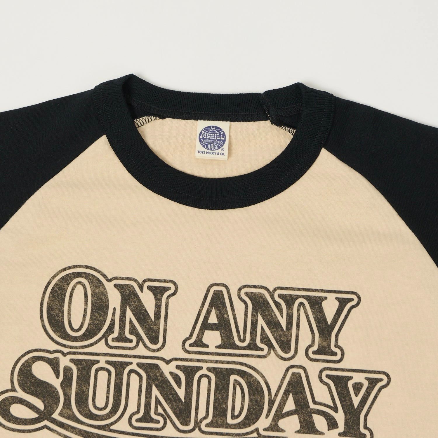 Easy Fit TOYS McCOY 'On Any Sunday' Raglan Sleeve T-Shirt - Beige/Black