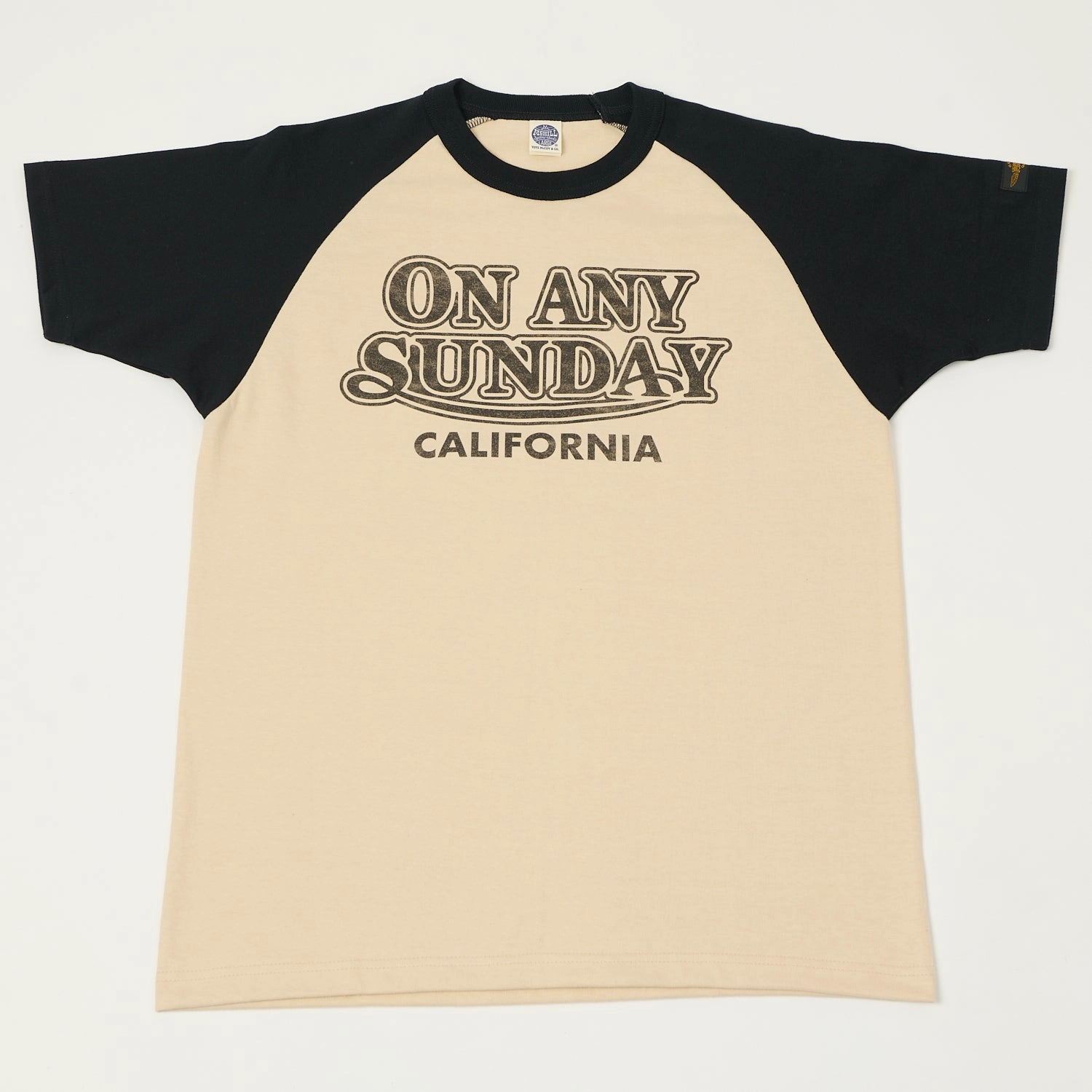 TOYS McCOY 'On Any Sunday' Raglan Sleeve T-Shirt - Beige/Black WrinkleResistant Texture
