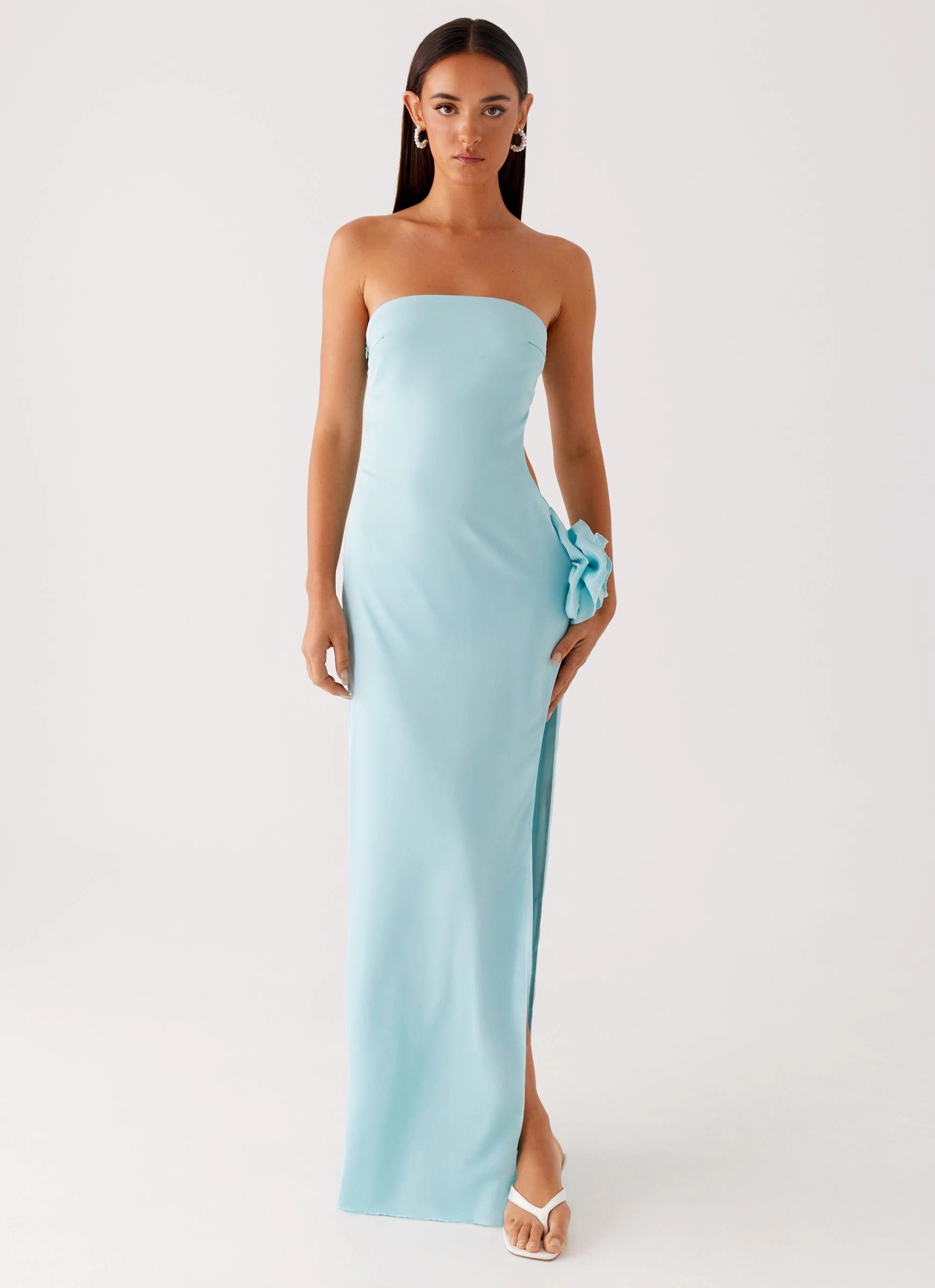 Perfectly Styled Lace-Trim Fenway Strapless Maxi Dress - Mint