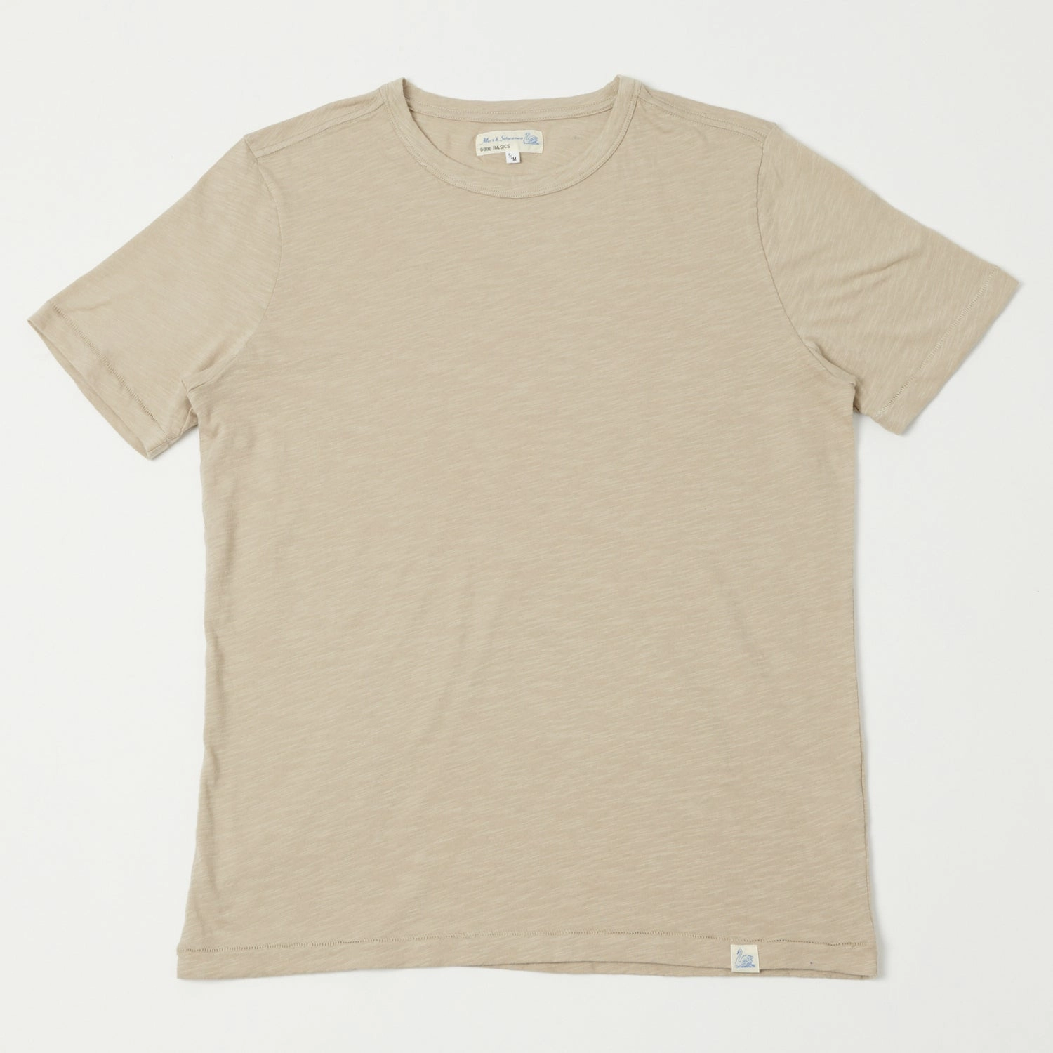 DoubleLayeredCollar anti static coating Merz b. Schwanen SCT04 Pima Slub Cotton T-Shirt - Greige