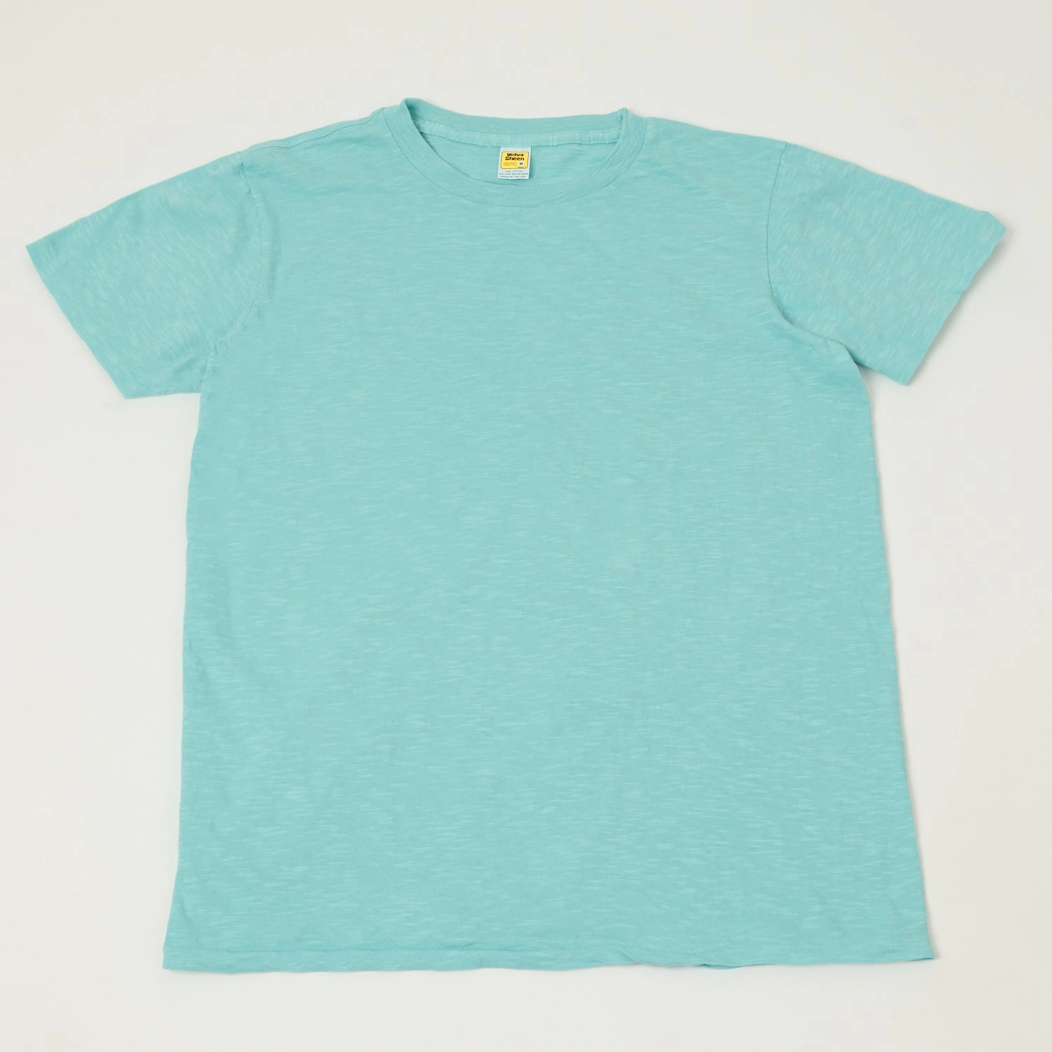 Sleek Stretch NonRestrictive Cut Velva Sheen Rolled Crew Neck T-Shirt - Teal