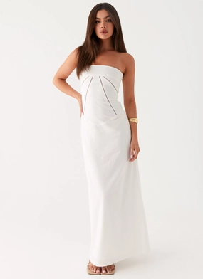 Grace Color Special-Occasion Cerisa Linen Maxi Dress - White