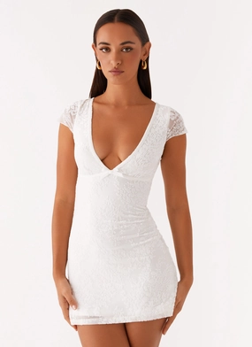 Mesh Soft Nessa Mesh Mini Dress - White