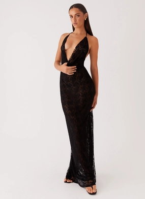 Champagne Coastline Maxi Dress - Black Soft color