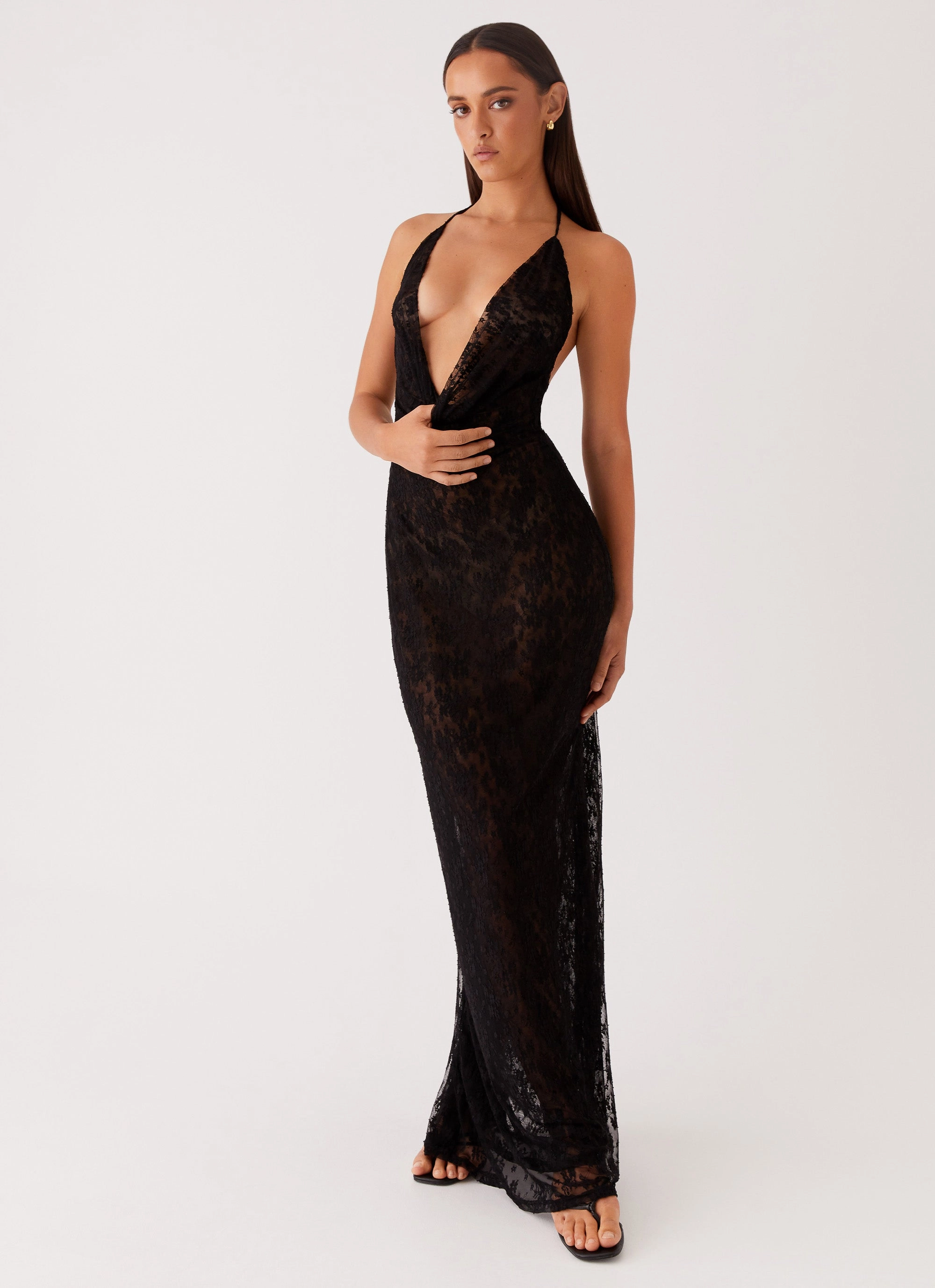 Champagne Coastline Maxi Dress - Black Soft color