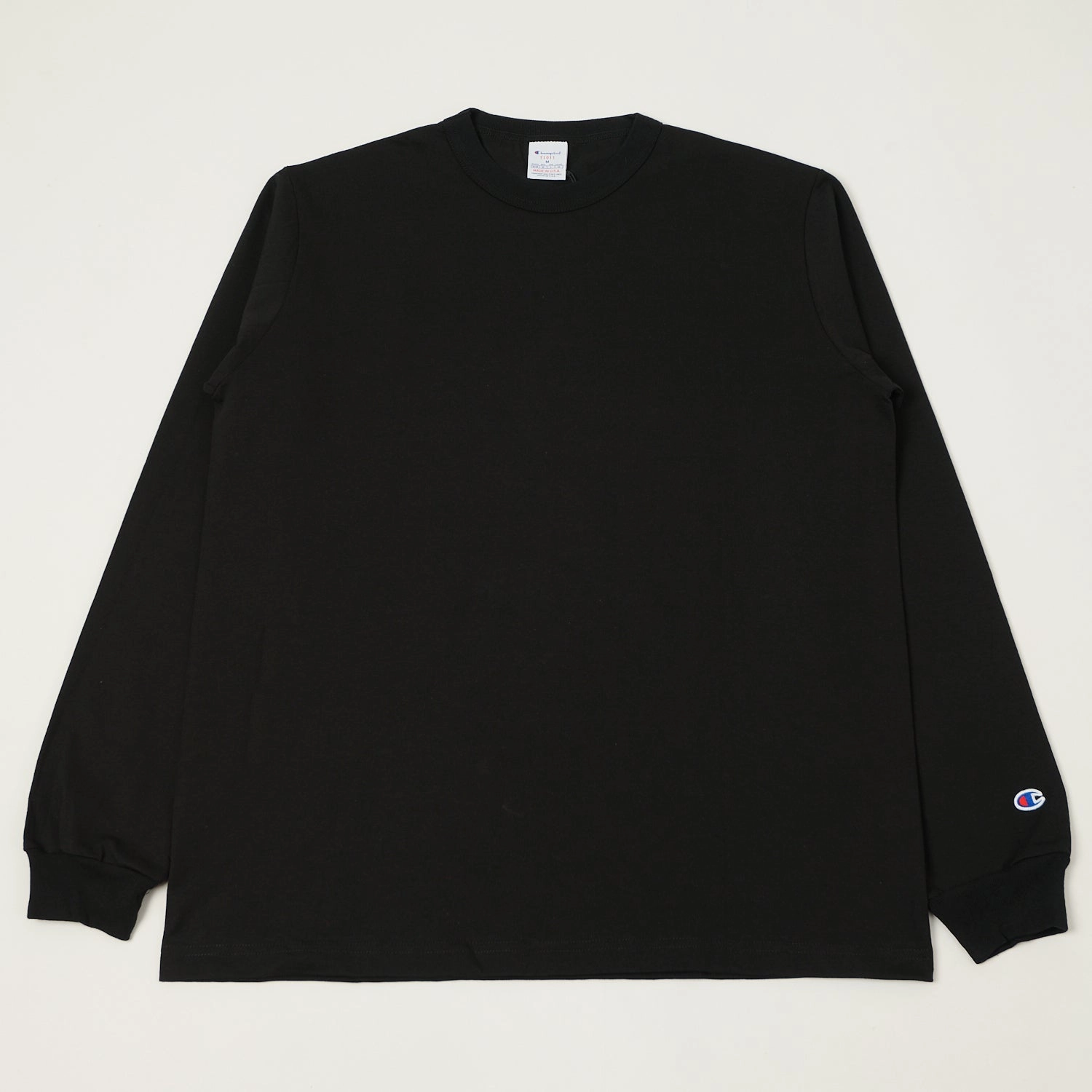 LowImpactDye Champion Made in USA Long Sleeve Crewneck T-Shirt - Black