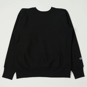 Champion Made in USA Reverse Weave Crewneck Sweatshirt - Black Casual tops Zip Closure