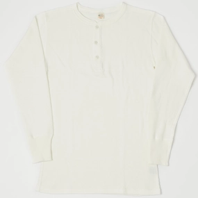 Fade Resistant Dye comfortable top Warehouse & Co 5904 Waffle Knit Thermal Henley - Off White