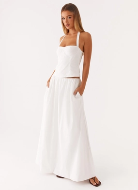 Dressy Glow Casual Essential Cheryl Maxi Skirt - White