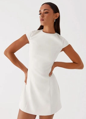 Bold Cut Wrap Charm Harriet Mini Dress - Off White