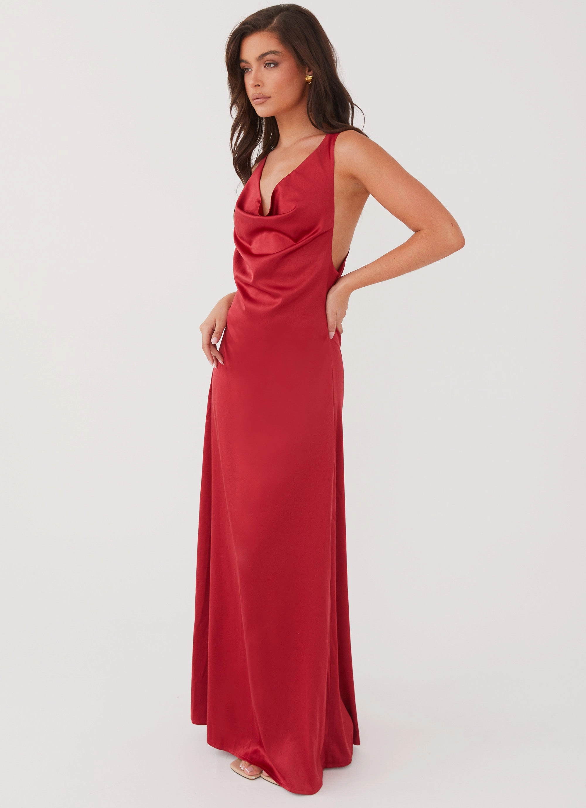 Cocktail-Party Layered Comfort Musa Maxi Dress - Cherry Red
