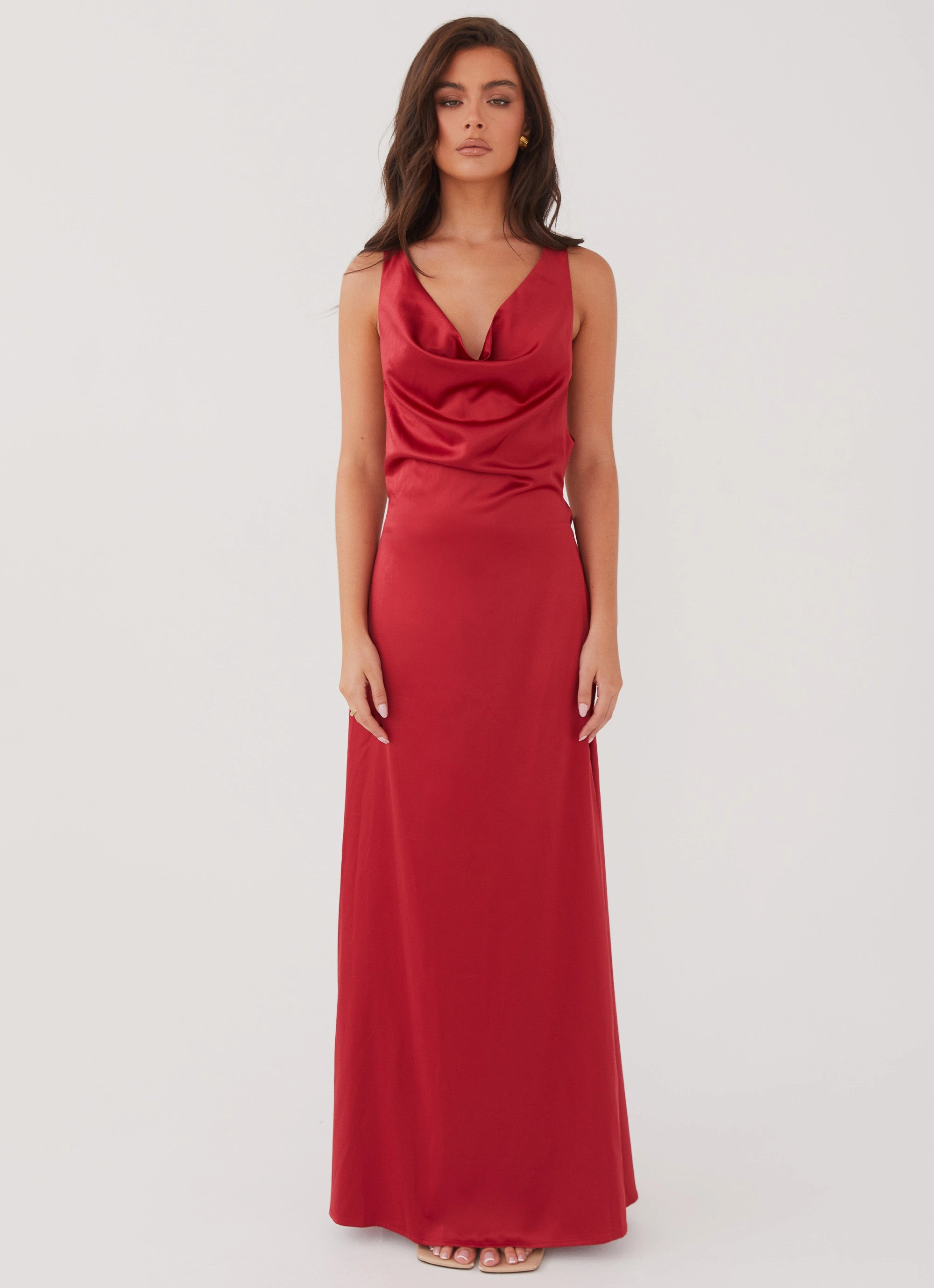 Musa Maxi Dress - Cherry Red Day Outfit Lightweight-Lining