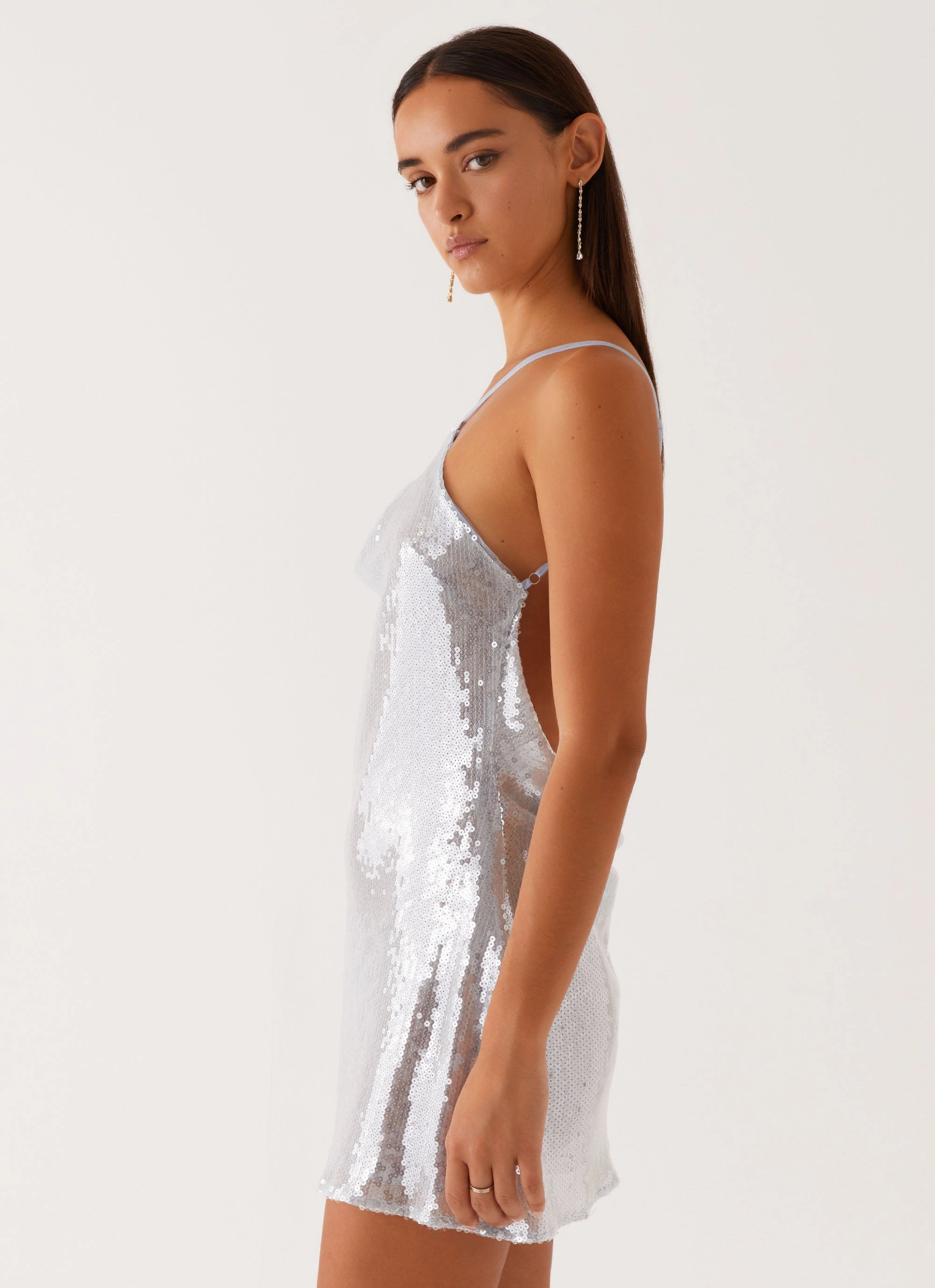 Trendy Appearance Smart Wear Radiant Energy Cowl Back Mini Dress - Blue