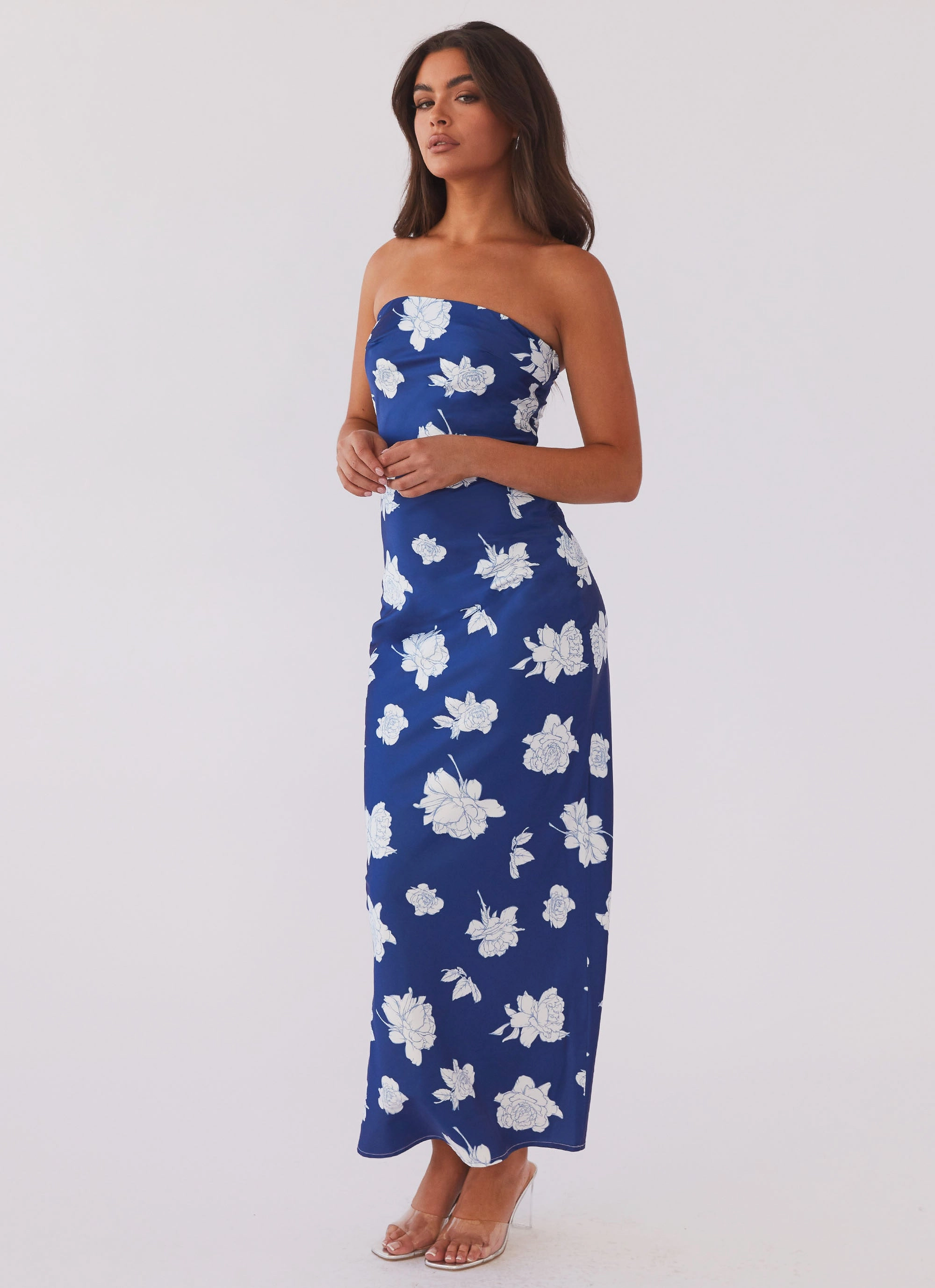 Breathable Elegant knee-length dress What I Want Maxi Dress - Navy Flora