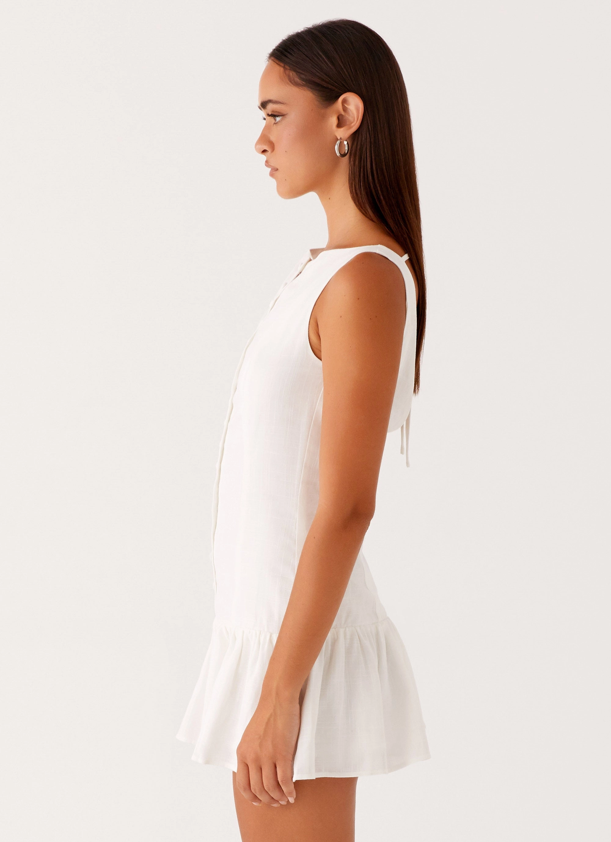 Cozy Design Day Glow Meggie Linen Mini Dress - White