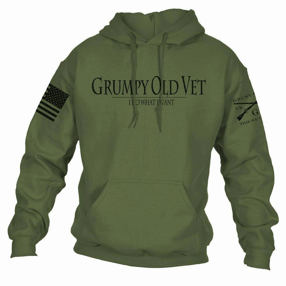 Comfy Wear Grumpy Old Vet Hoodie - Military Green