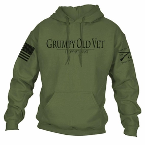 Comfy Wear Grumpy Old Vet Hoodie - Military Green