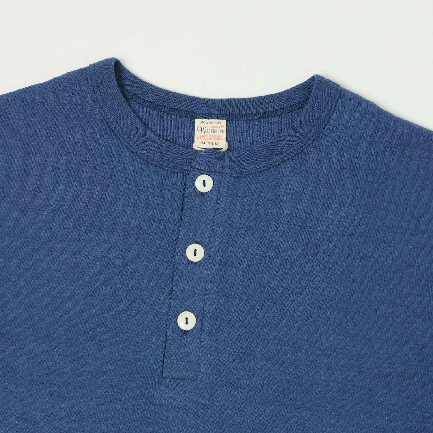 Warehouse & Co 4601 Henley T-Shirt - Faded Blue Circular Knit Construction MinimalistStitching